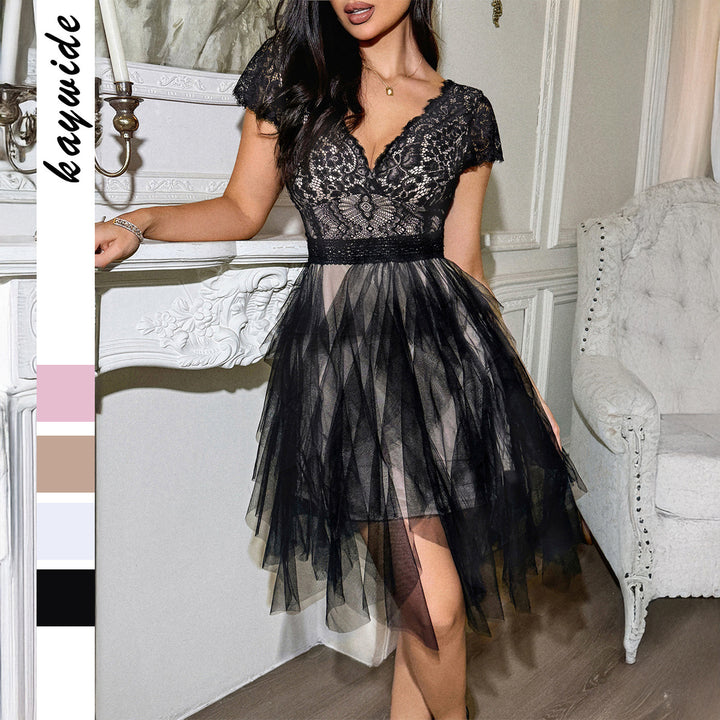 Damen Tüllkleid mit raffinierten Spitzen- und Rüschendetails Drune
