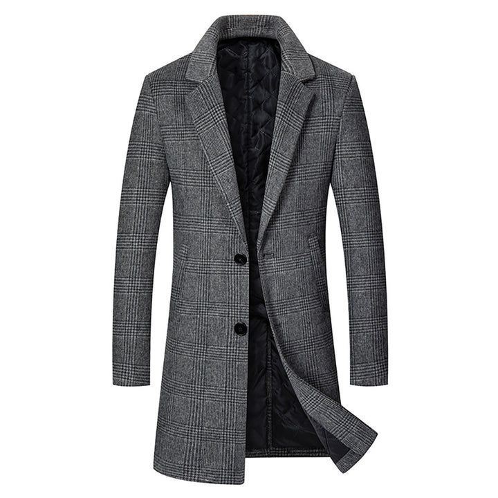 Herren Glencheck-Wollmix-Mantel mit gesteppter Thermofütterung und schmaler Silhouette Drune