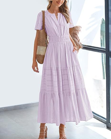 Damen Maxi-Kleid aus leichtem, gestreiftem Stoff Drune