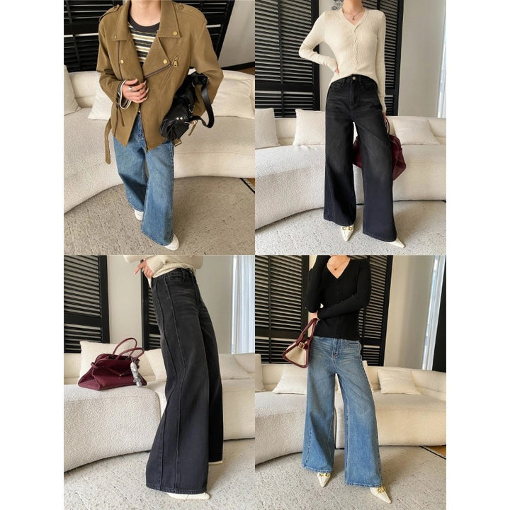 Damen Figurbetontes V-Ausschnitt Pullover mit Knopfleiste und breiten Ärmeln Drune
