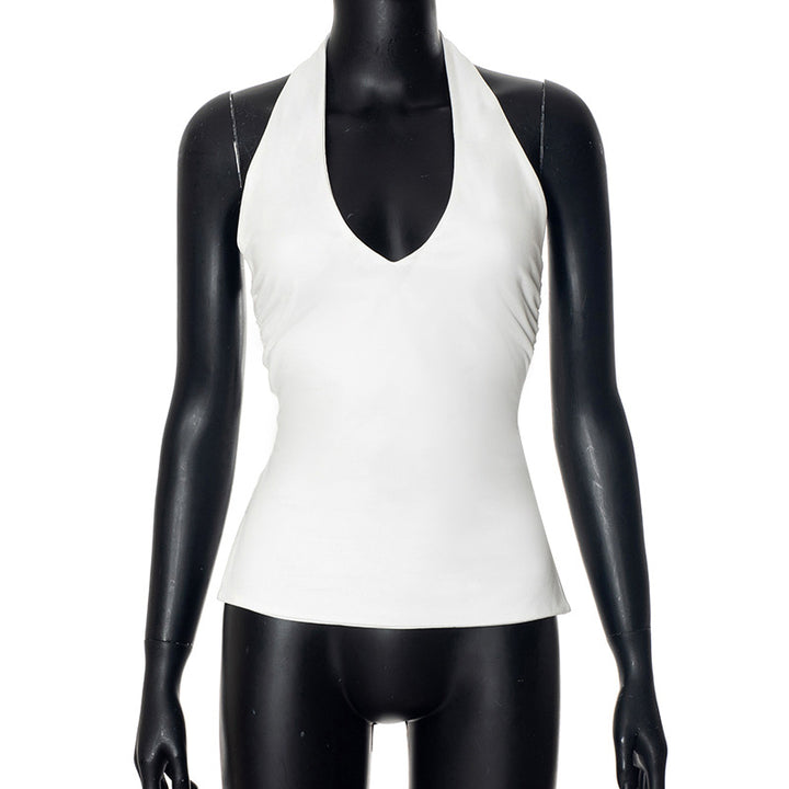 Damen Halter Neck Slim Fit Top Drune
