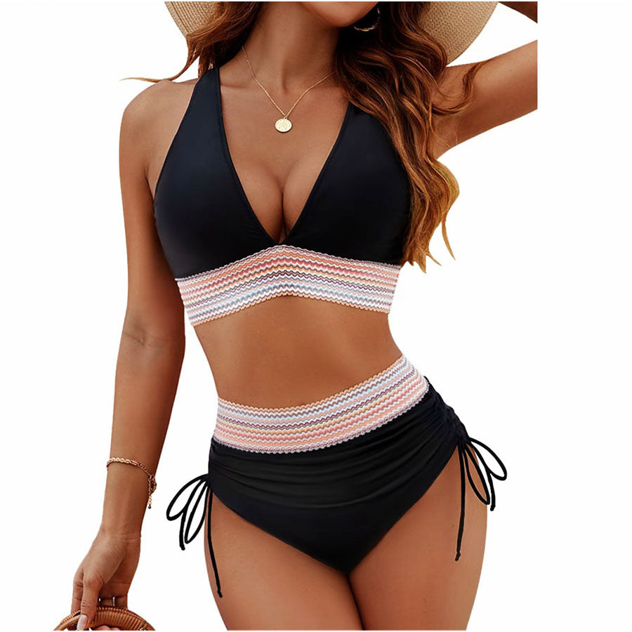 Damen Anpassbares Hochtailliertes Bikini Set Drune