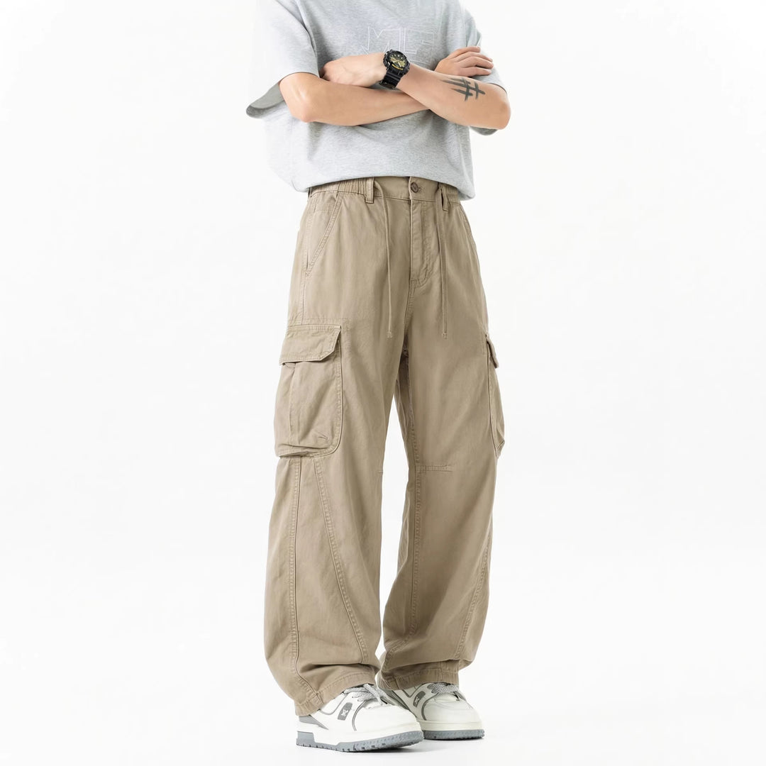 Herren Weite Utility-Cargo-Bermuda mit Elastikbund und Multifachtaschen Drune