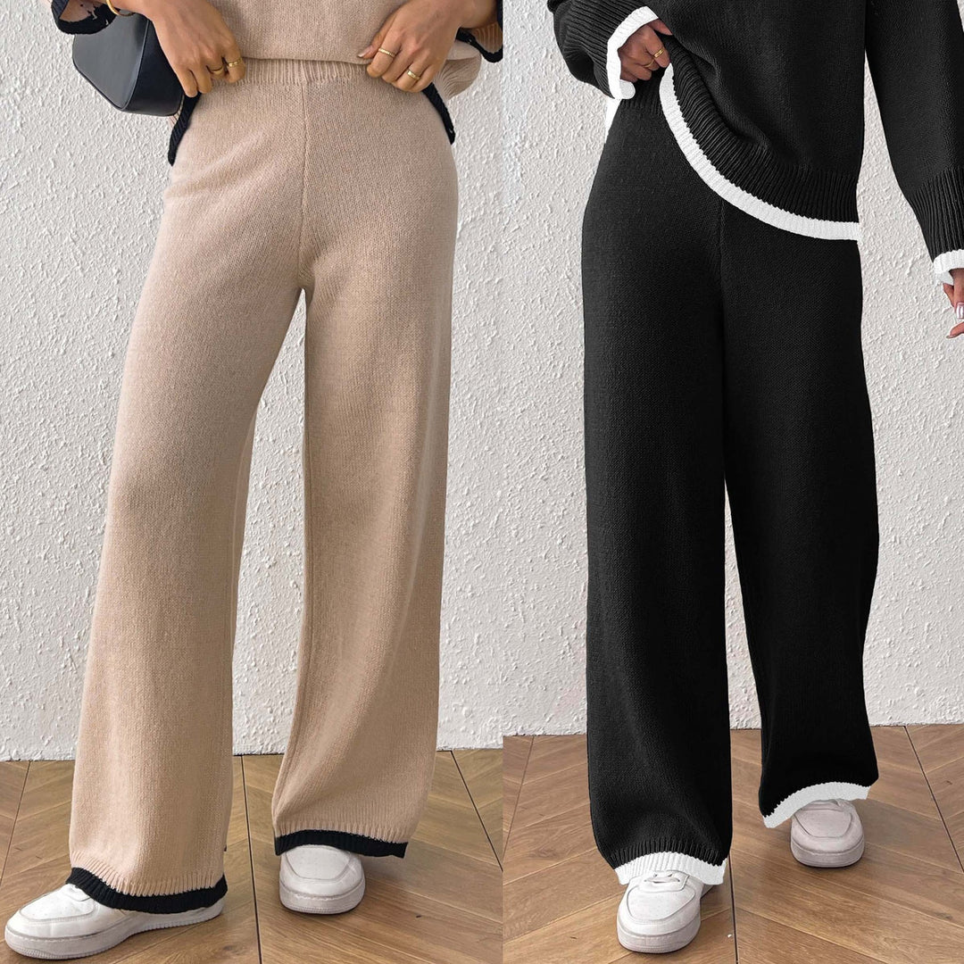 Damen lässige Strickhose mit kontrastierendem Bündchen Drune