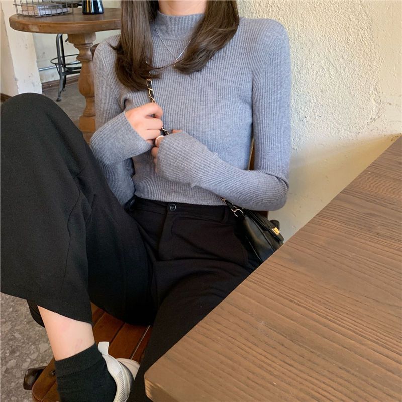 Damen modischer Rollkragenpullover im Rippstrick-Design Drune