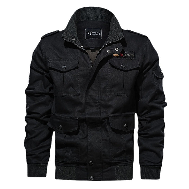 Herren Robust-Canvas Fliegerblouson mit Utility‑Taschen und Strickbündchen Drune