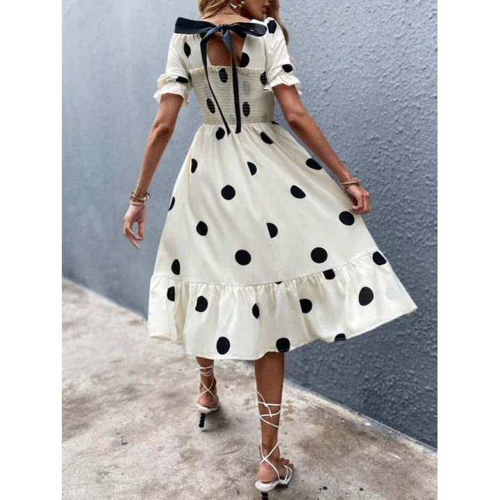 Damen Midi-Kleid mit lässigem Schnitt und großen Punkten Drune