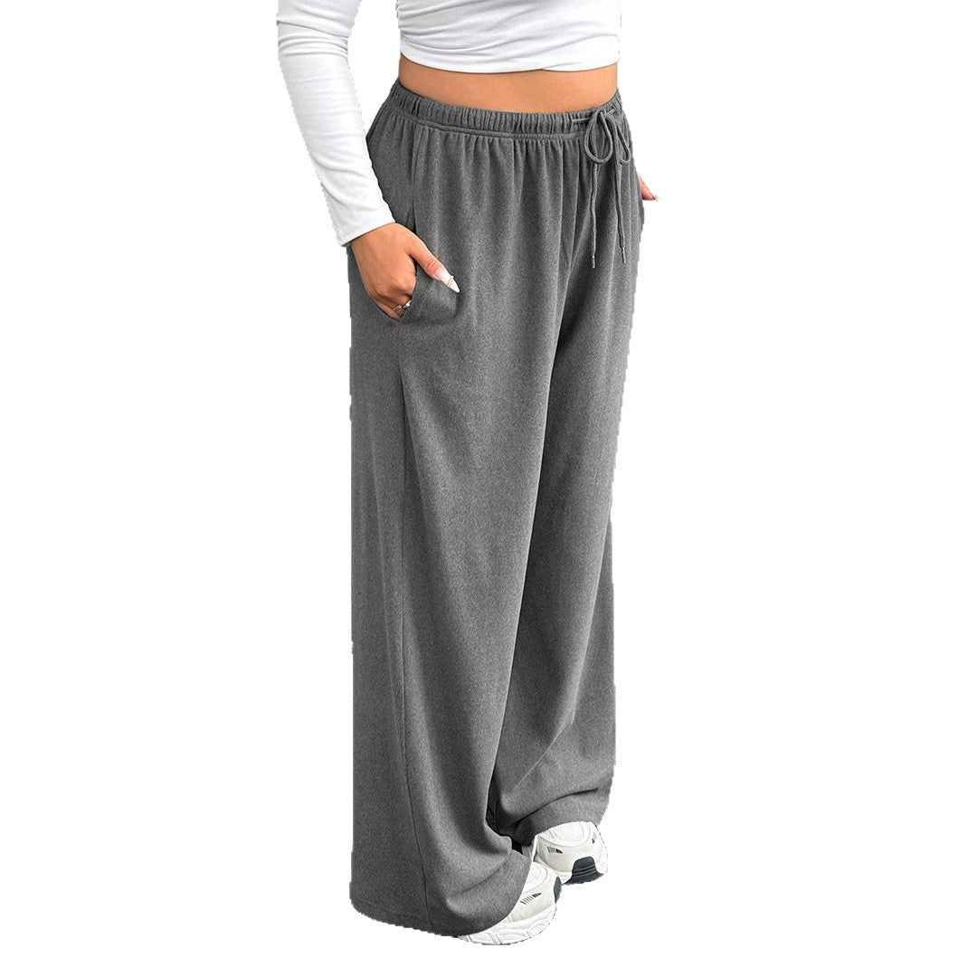 Damen High-Waist weite Beinform Jogginghose Drune