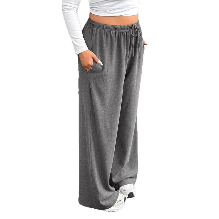 Damen High-Waist weite Beinform Jogginghose Drune