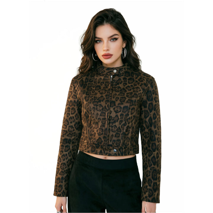 Damen Stylische Kurzjacke im Leopardenmuster Drune