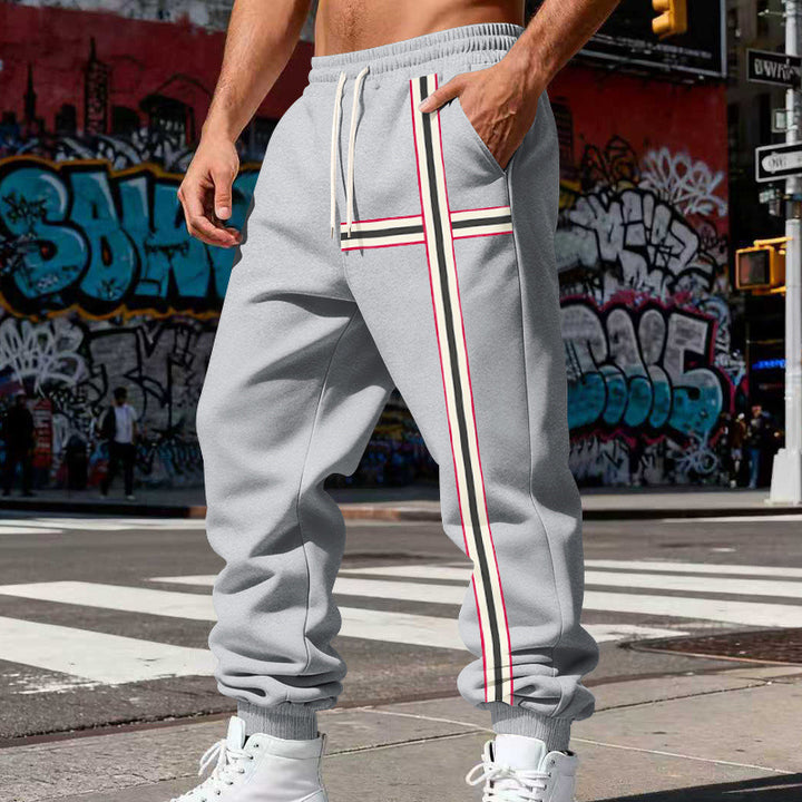 Herren Jogginghose mit seitlichem Tape-Streifen und elastischem Kordelbund Drune