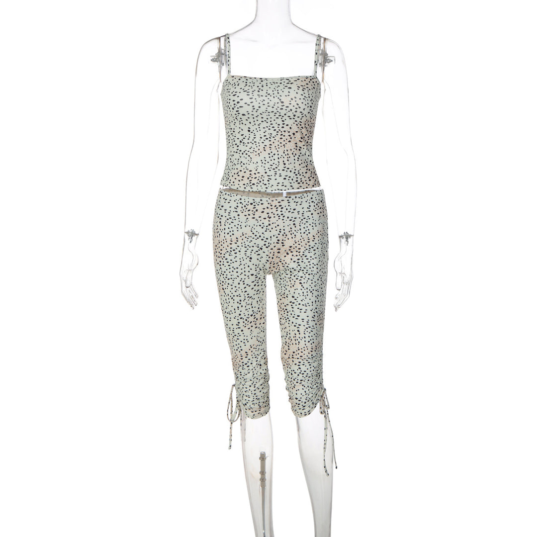 Damen Sportliches Set mit Spitzenträgern Drune