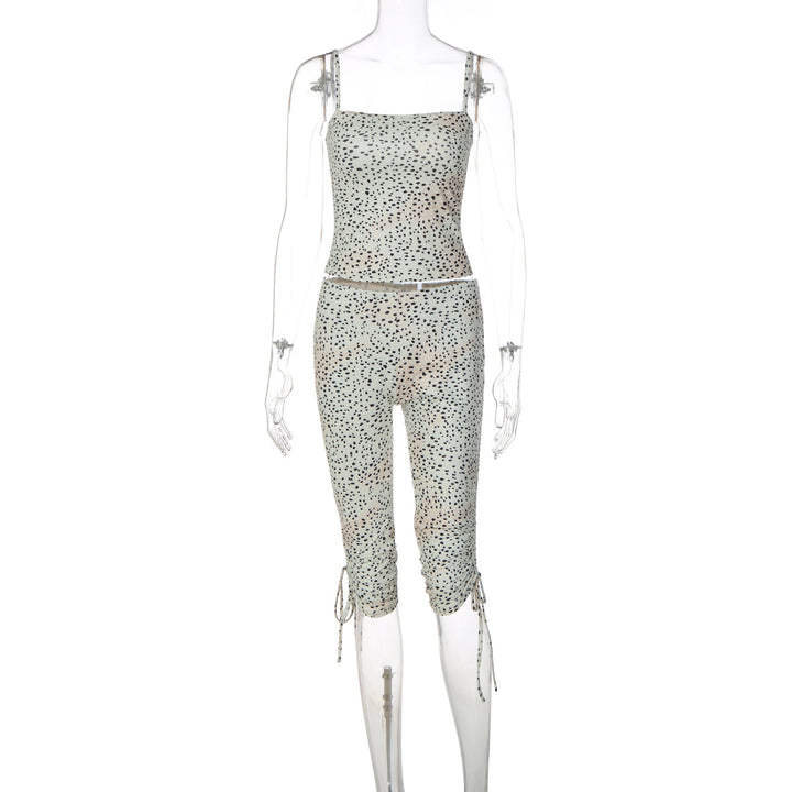 Damen Sportliches Set mit Spitzenträgern Drune