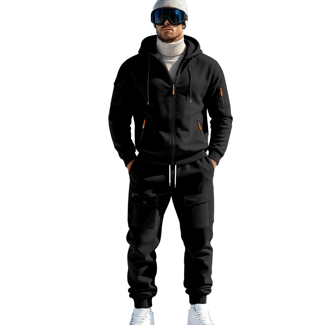 Herren Komfort-Fleece Hoodie mit Reißverschluss, Kapuze und Utility-Ärmeltasche Drune