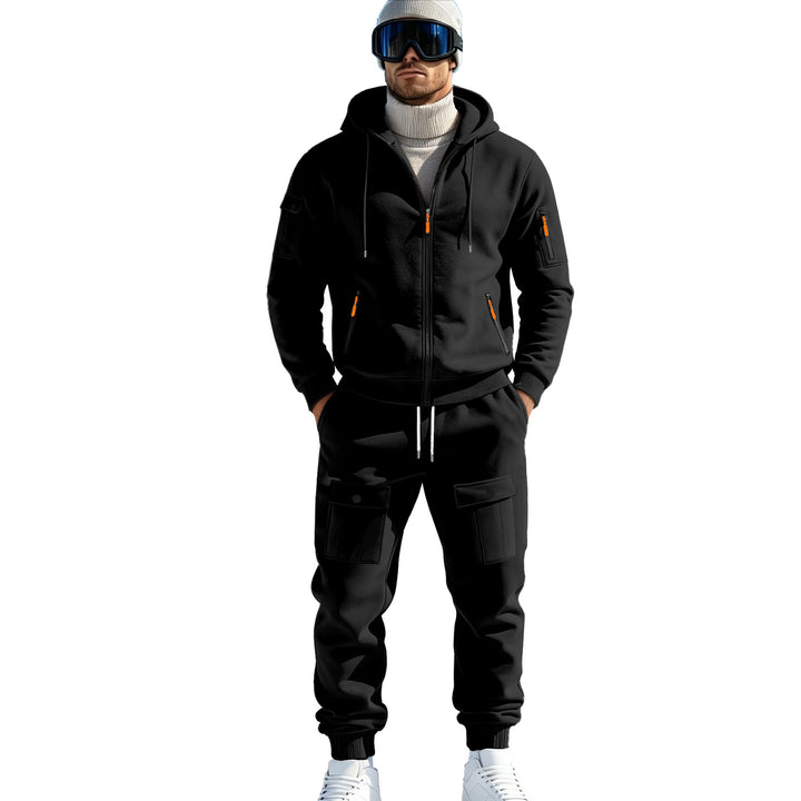 Herren Komfort-Fleece Hoodie mit Reißverschluss, Kapuze und Utility-Ärmeltasche Drune