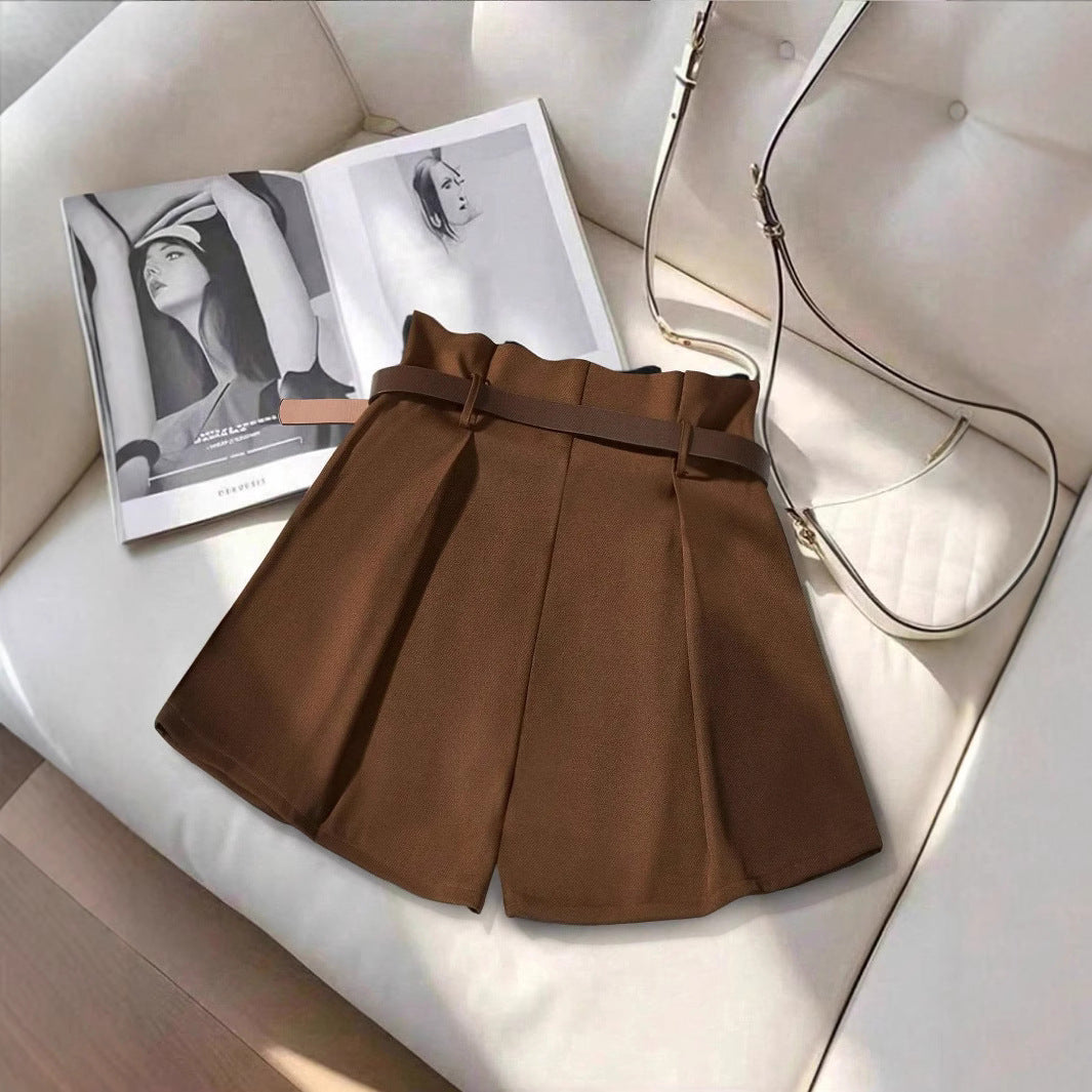 Damen Bleistiftshorts mit Gürtel und eleganten Falten Drune