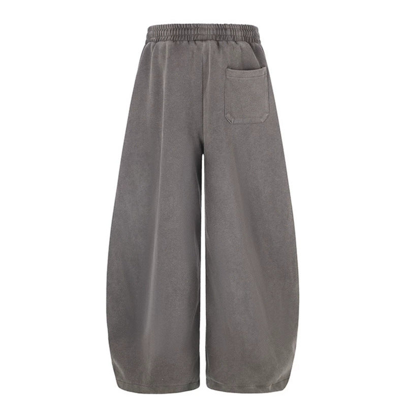 Damen Extraweite Palazzo‑Sweathose mit Tunnelzugbund, verstellbarem Saum und Gothic-Print Drune