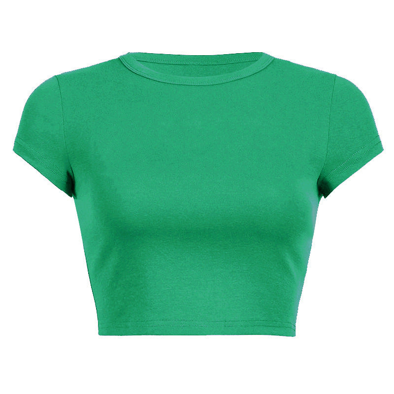 Damen Cropped Classic Fit T-Shirt Drune