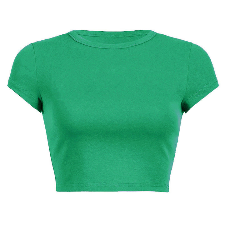 Damen Cropped Classic Fit T-Shirt Drune