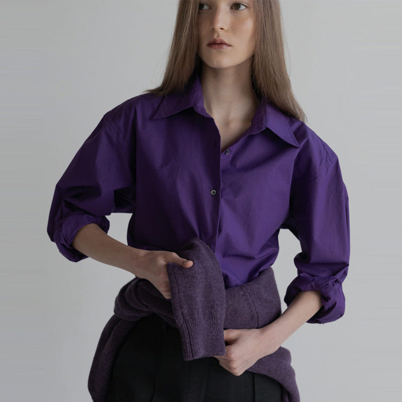 Damen Elegante Hemdbluse mit oversized Schnitt und modernen Details Drune