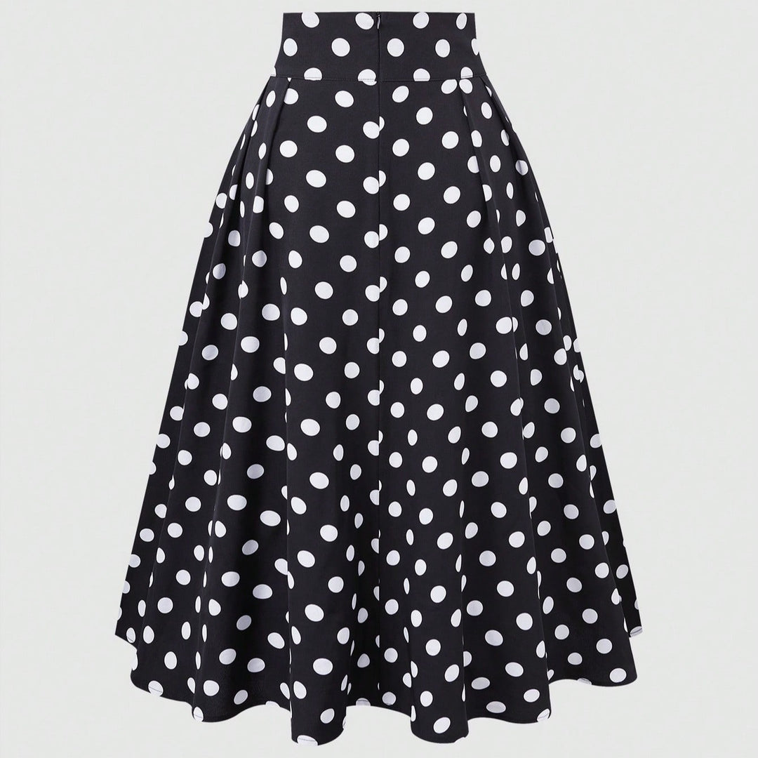 Damen Eleganter Midirock mit Polka Dots Drune