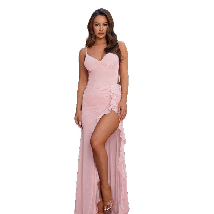 Damen Elegantes Kleid mit verspielten Rüschen Drune