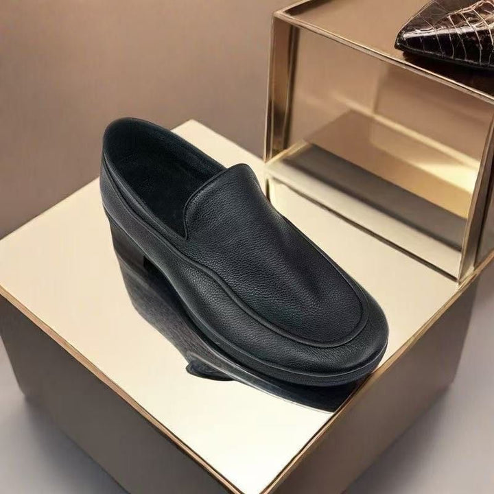 Damen Eleganter Leder-Slip-On-Loafer mit gepolstertem Fußbett und dezenter Plateausohle Drune