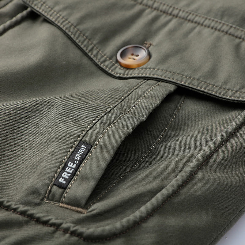 Herren Fliegerjacke im Vintage-Utility-Stil mit Teddyinnenfutter und Rippbündchen Drune