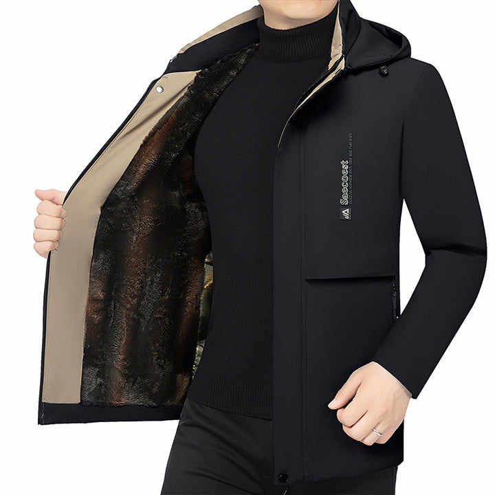 Herren Wattierte Stehkragenjacke mit wasserabweisender Oberfläche und Reißverschlusstaschen Drune