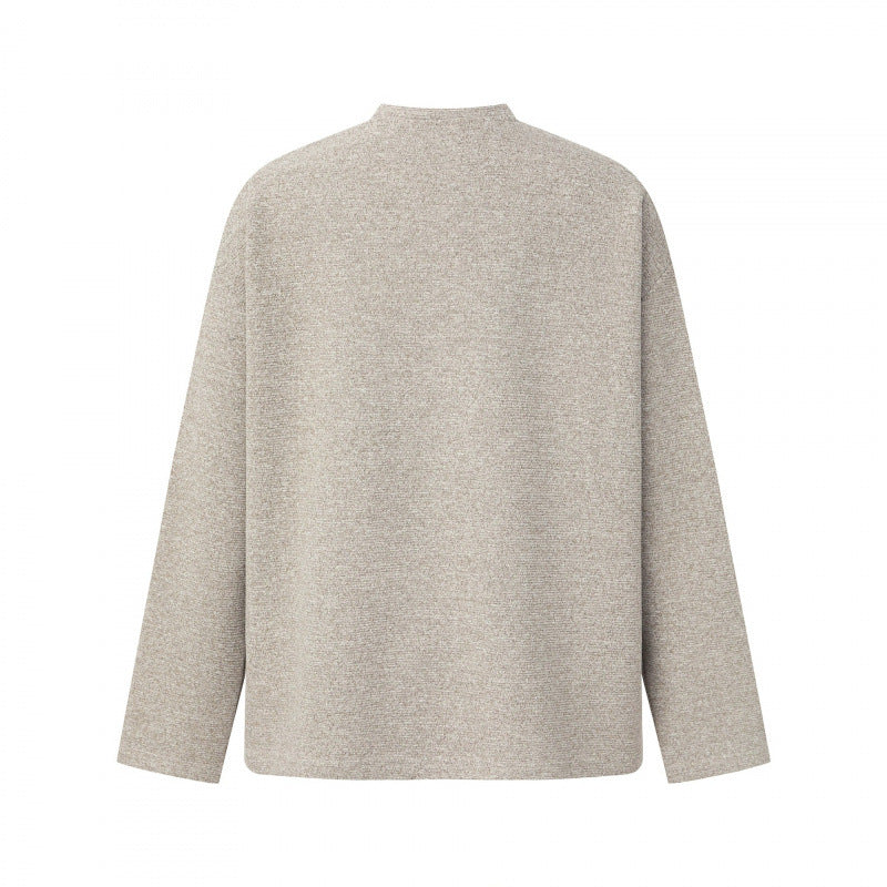 Unisex Oversize-Feinstrickpullover mit Henley-Knopfleiste und Stehkragen Drune