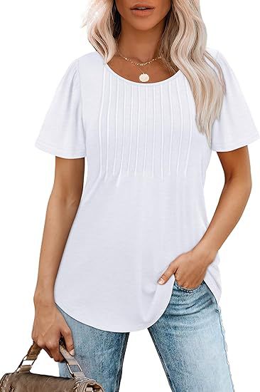 Damen Sommer T-Shirt mit Falten-Design Drune