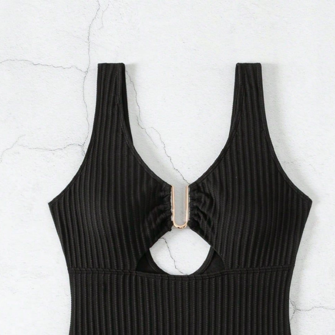 Damen Einteiler Badeanzug mit modischen Cut-Outs und elegantem Ringdetail Drune