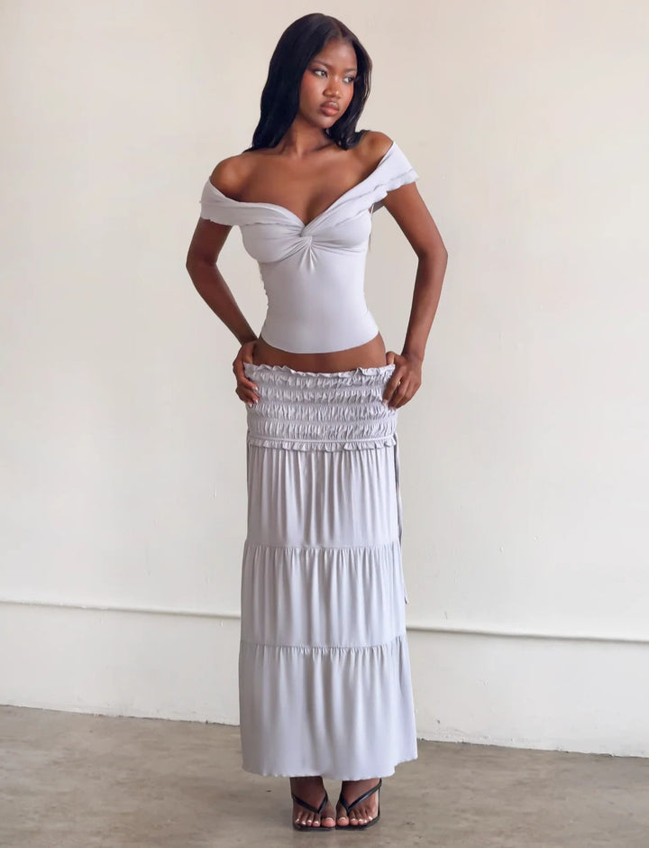Damen Elegantes Wickeloberteil und maxirock Drune