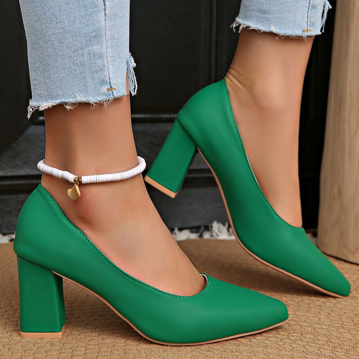 Damen Elegante Pumps mit modischem Blockabsatz und spitzem Design Drune