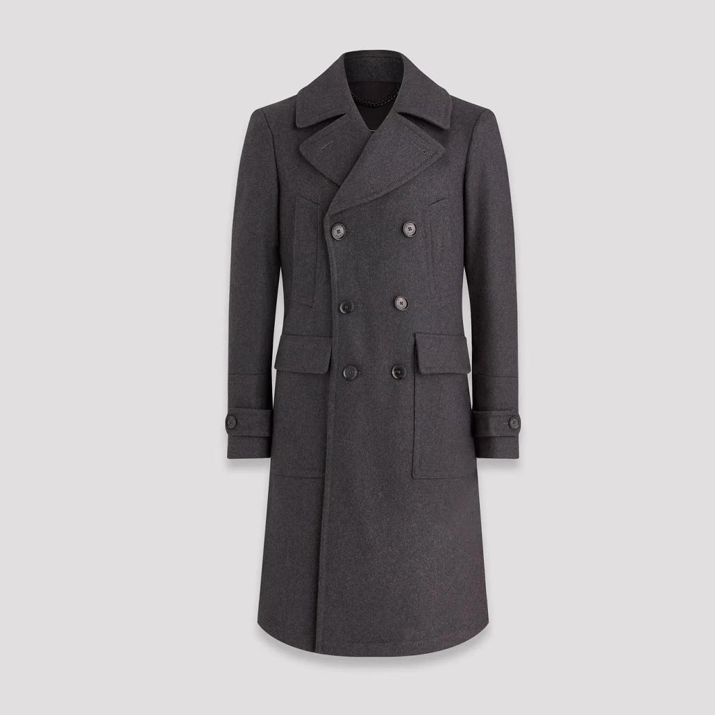 Herren eleganter Doppelt-Mantel mit praktischen Taschen und hochwertigem Futter Drune