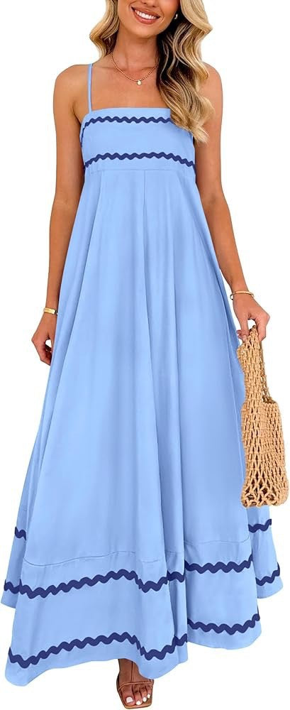 Damen Maxikleid mit eleganten Zierhörnchen und verstellbaren Trägern Drune