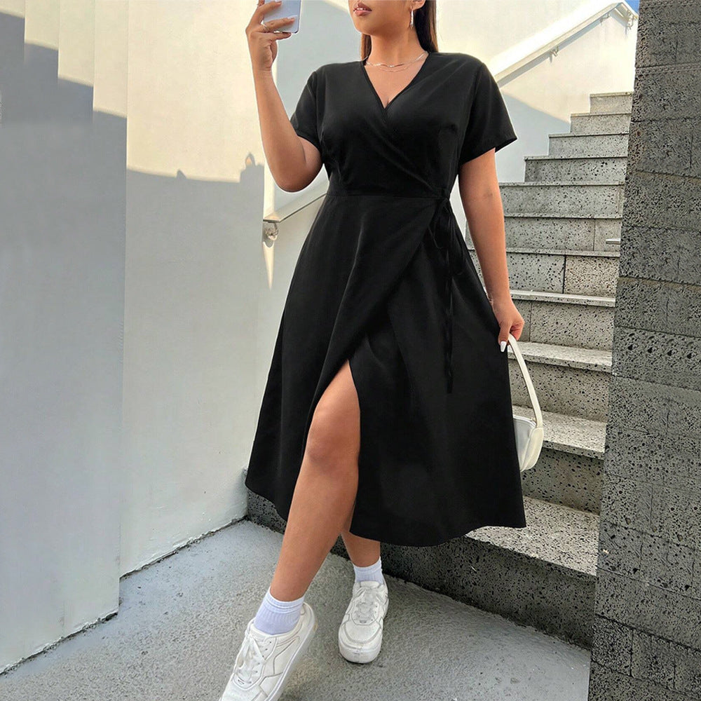 Damen Wickelkleid mit elegantem Schlitz und taillierter Silhouette Drune