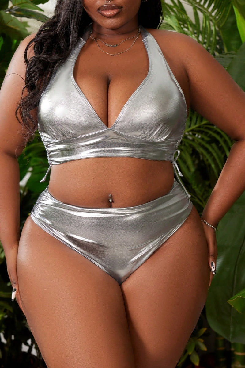 Damen Glamouröser Hochschnitt-Bikini mit Wickeloberteil Drune