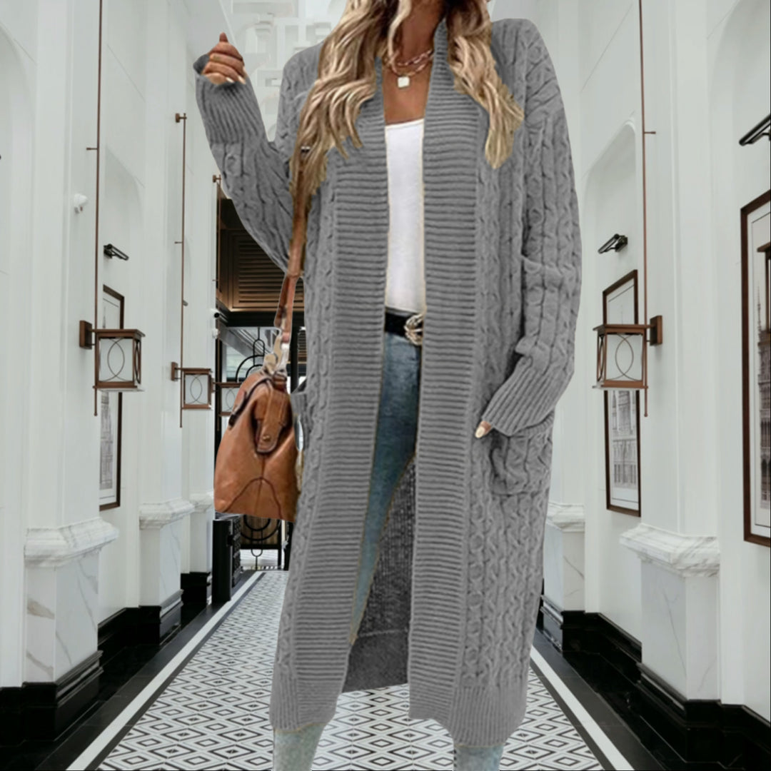 Damen Grobstrickcardigan mit offenem Design und praktischen Taschen Drune