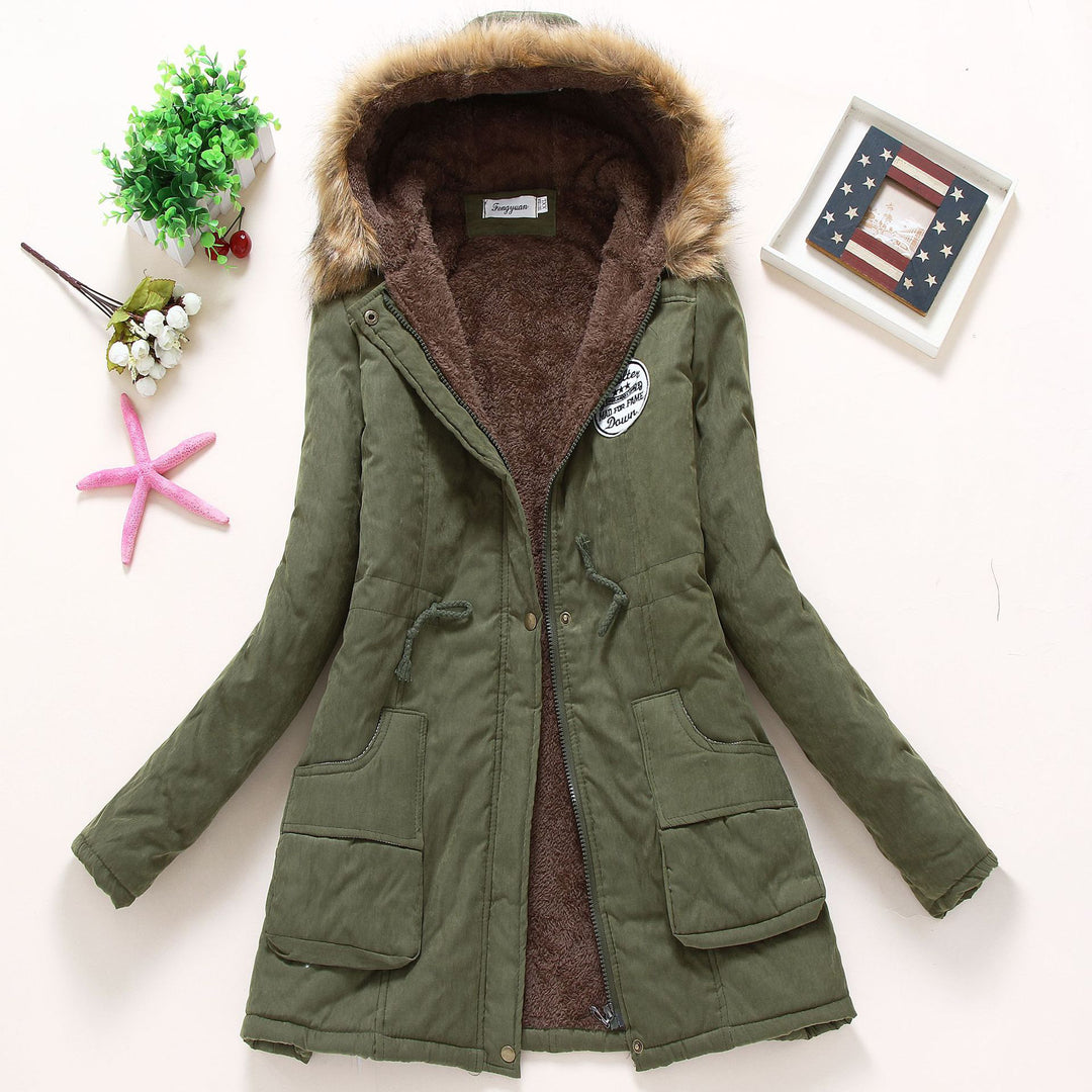 Damen nan hochwärmender Winterparka mit Teddy-Innenfutter, Tunnelzug und Kunstfellbesatz Drune