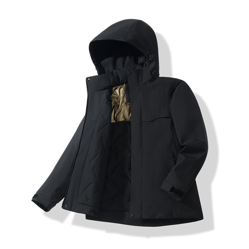 Herren Wasserabweisende Thermo-Parka mit Kapuze, gesteppter Innenseite & verdecktem Reißverschluss Drune