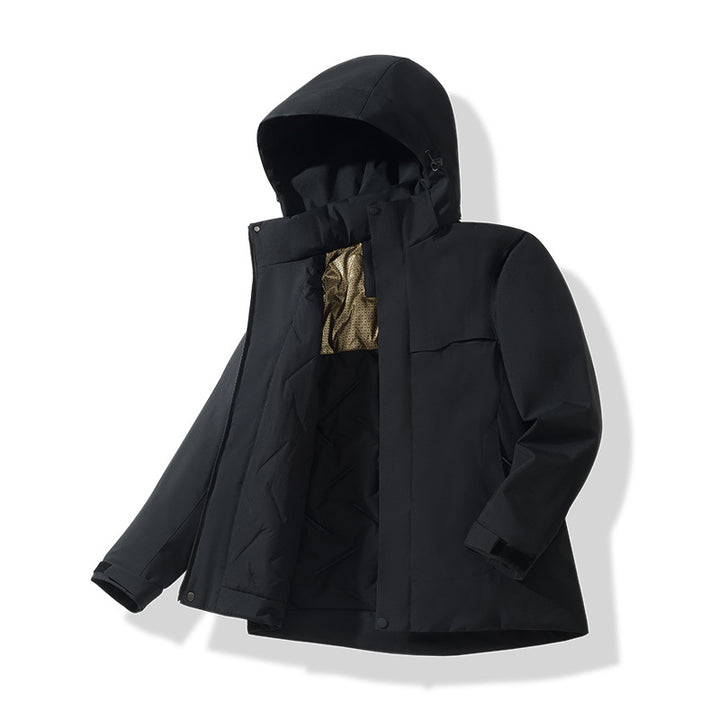 Herren Wasserabweisende Thermo-Parka mit Kapuze, gesteppter Innenseite & verdecktem Reißverschluss Drune