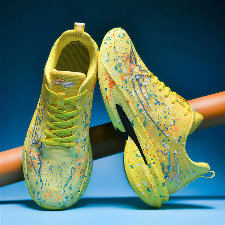 Unisex künstlerische Laufsneaker mit Spritzlack‑Design, reaktiver Hohlkern‑Dämpfung und Drehverschluss Drune