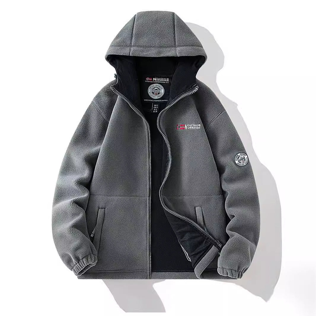 Damen Kapuzen-Fleecejacke mit Teddyfutter und durchgehendem Reißverschluss Drune