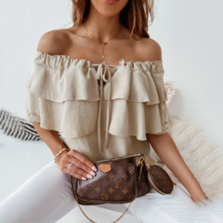 Damen Off-Shoulder Bluse mit Rüschendesign Drune