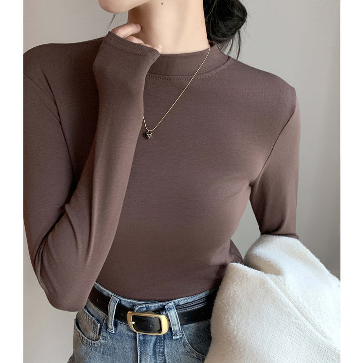 Damen Elegantes Langarmshirt mit hochgeschlossenem Ausschnitt Drune