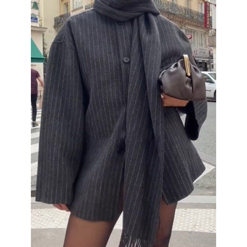 Damen modische Jacke mit eleganten Nadelstreifen Drune