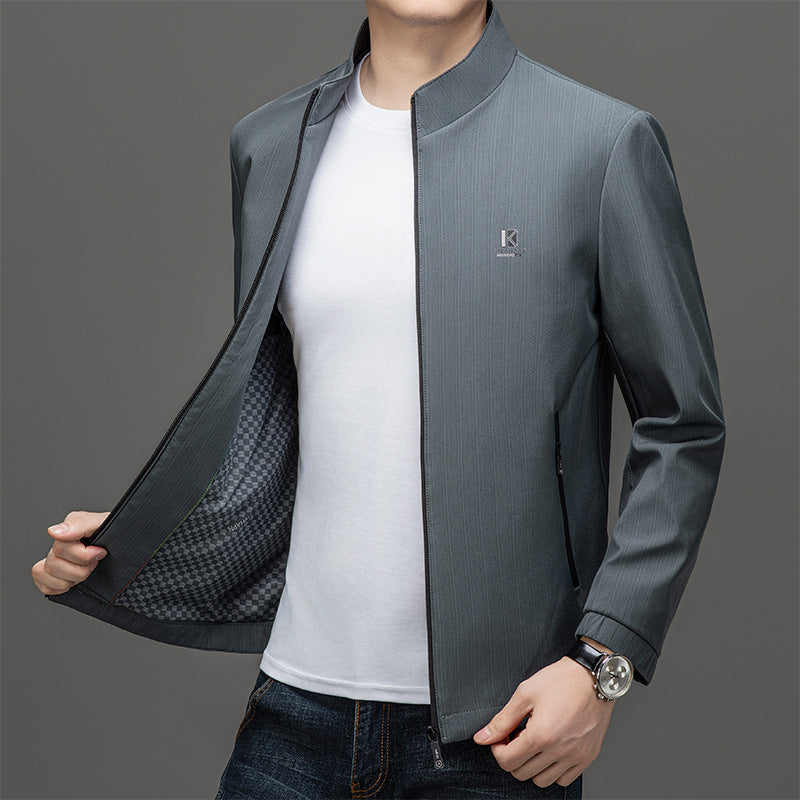 Herren Leichte Utility-Jacke mit hohem Kragen Drune