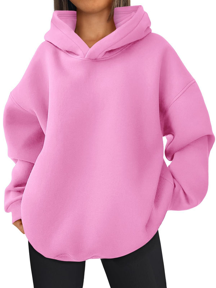 Damen nan kastiger Kapuzenpullover mit doppellagiger Kapuze, überschnittener Schulter und längerem Rückenteil Drune