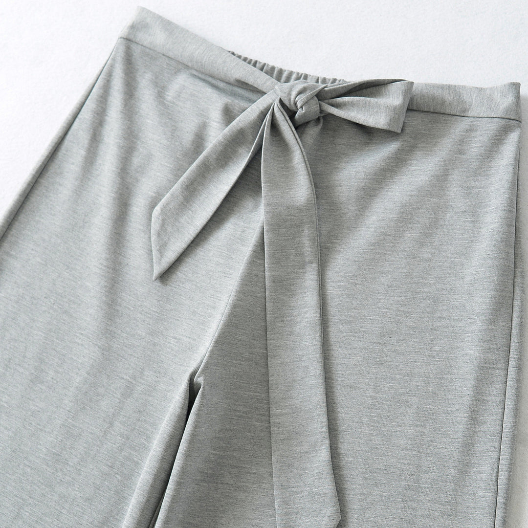Damen Hochtaillierte Culotte-Hose mit weitem Bein und Bindegürtel Drune